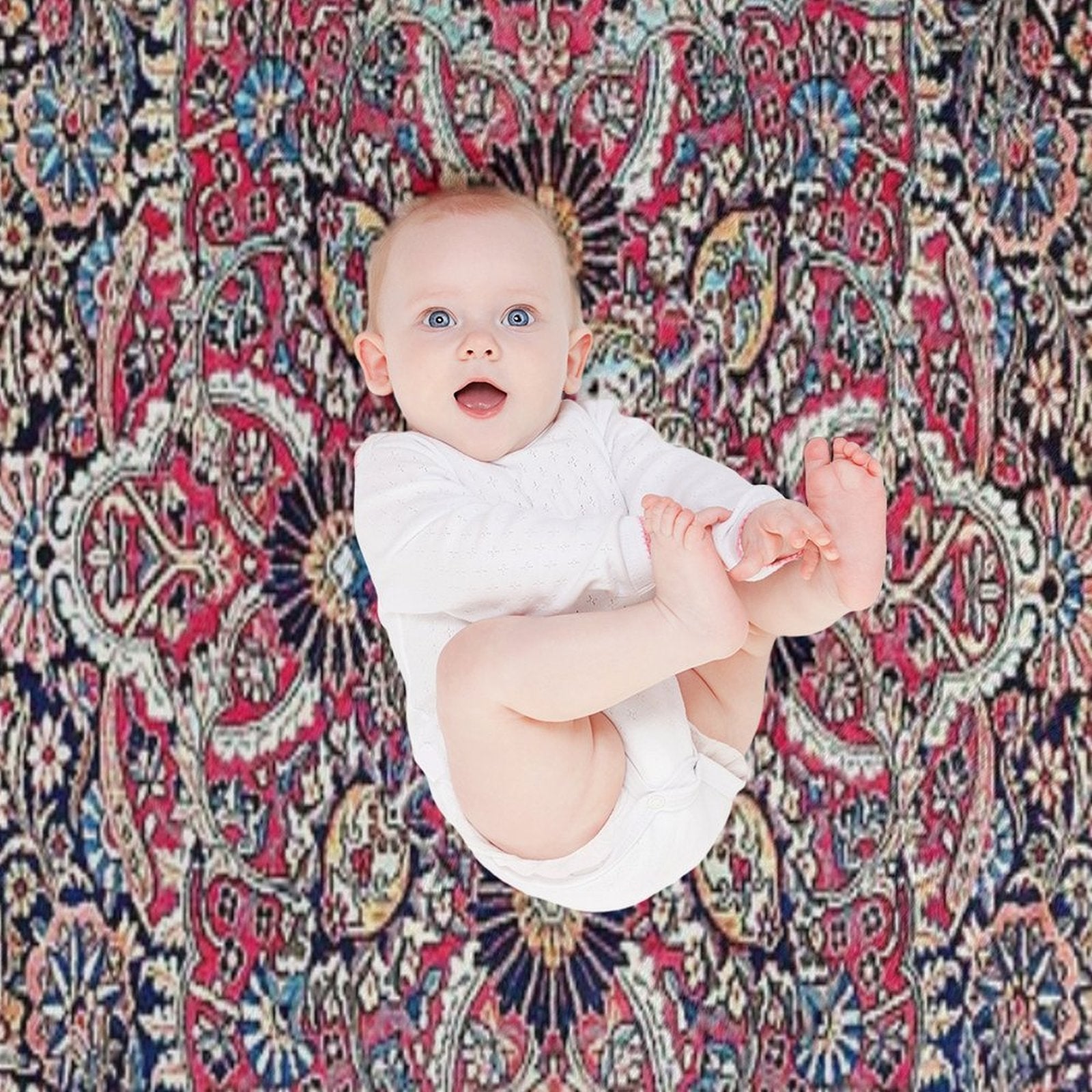 Kashan Central Persian Rug Print Throw Blanket