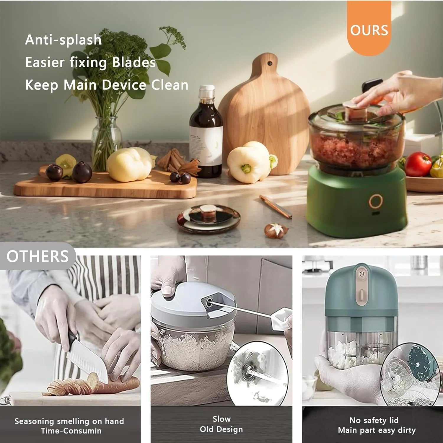 Mini Electric Food Processor, Garlic Chopper, Vegetable Mincer