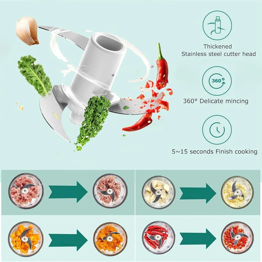 Mini Electric Food Processor, Garlic Chopper, Vegetable Mincer