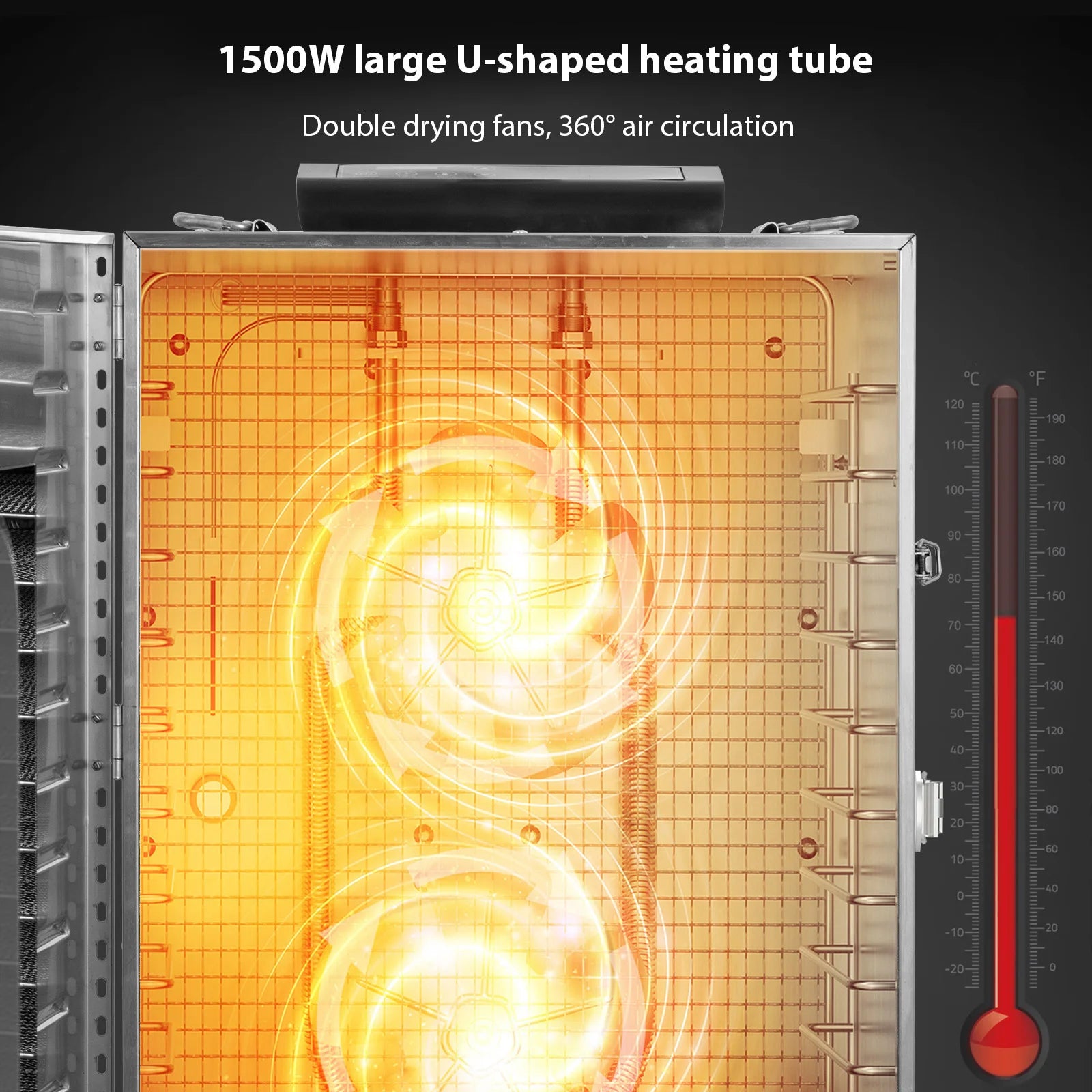 Commercial Grade Food Dehydrator, Stainless Steel 20 Trays