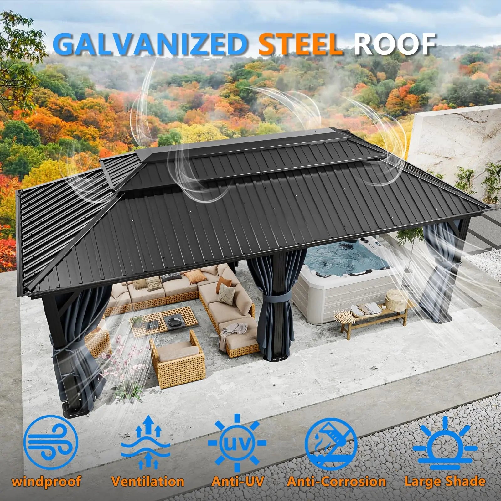 Hardtop Gazebo with Metal Roof