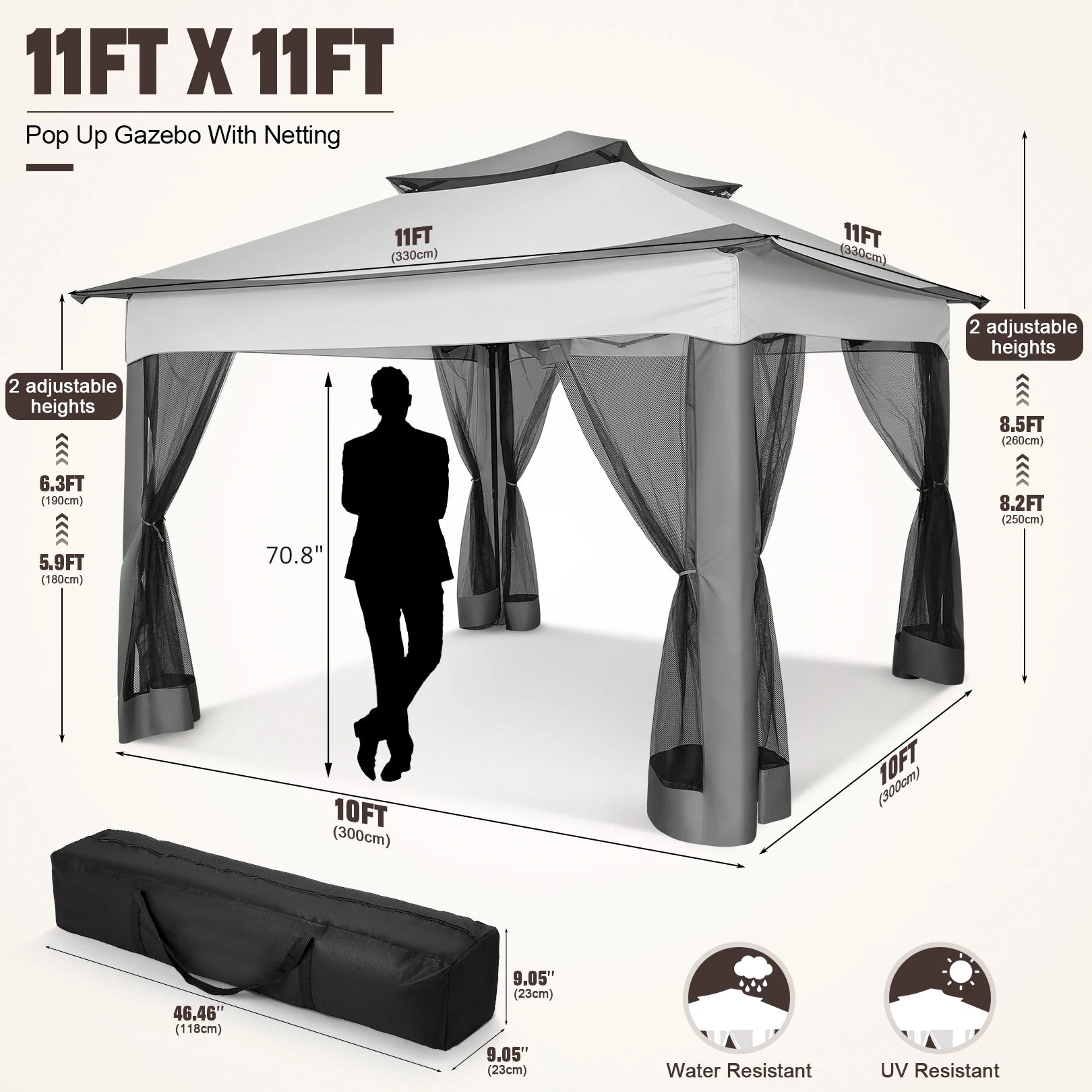 Pop Up Gazebo Pavilion With Mosquito Netting