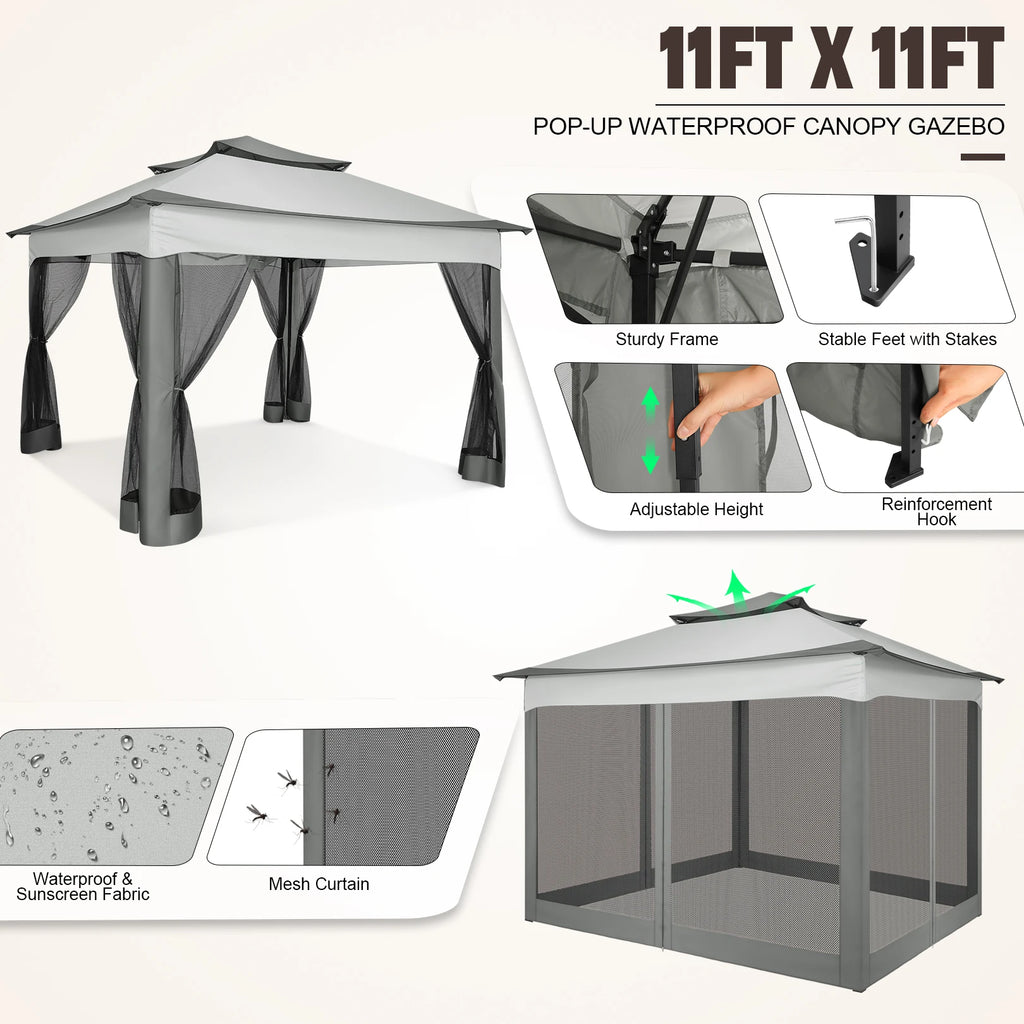 Pop Up Gazebo Pavilion With Mosquito Netting