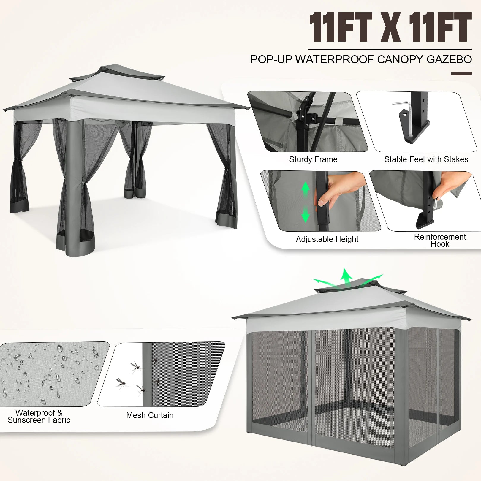 Pop Up Gazebo Pavilion With Mosquito Netting
