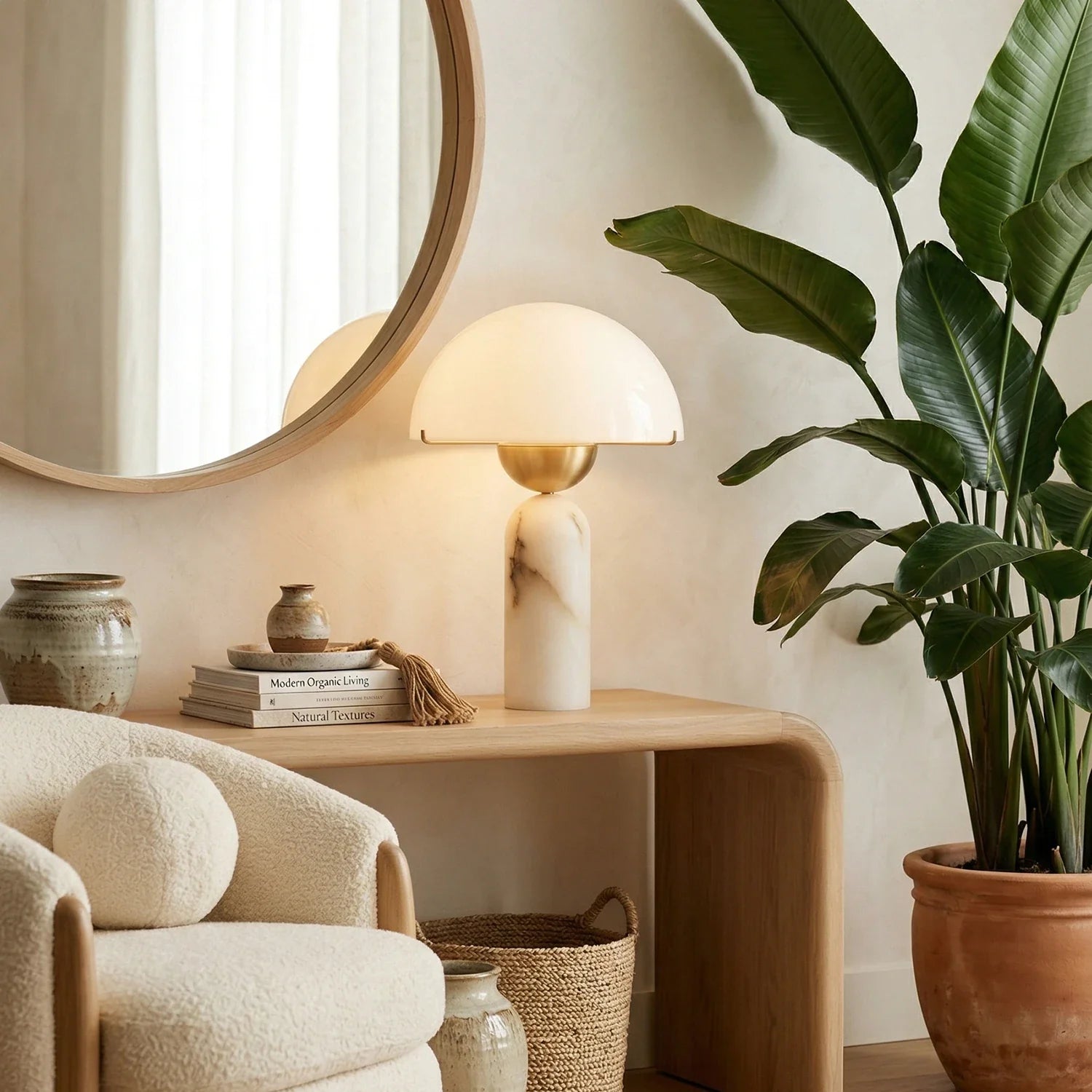 Alabaster Peono Dome Table Lamp