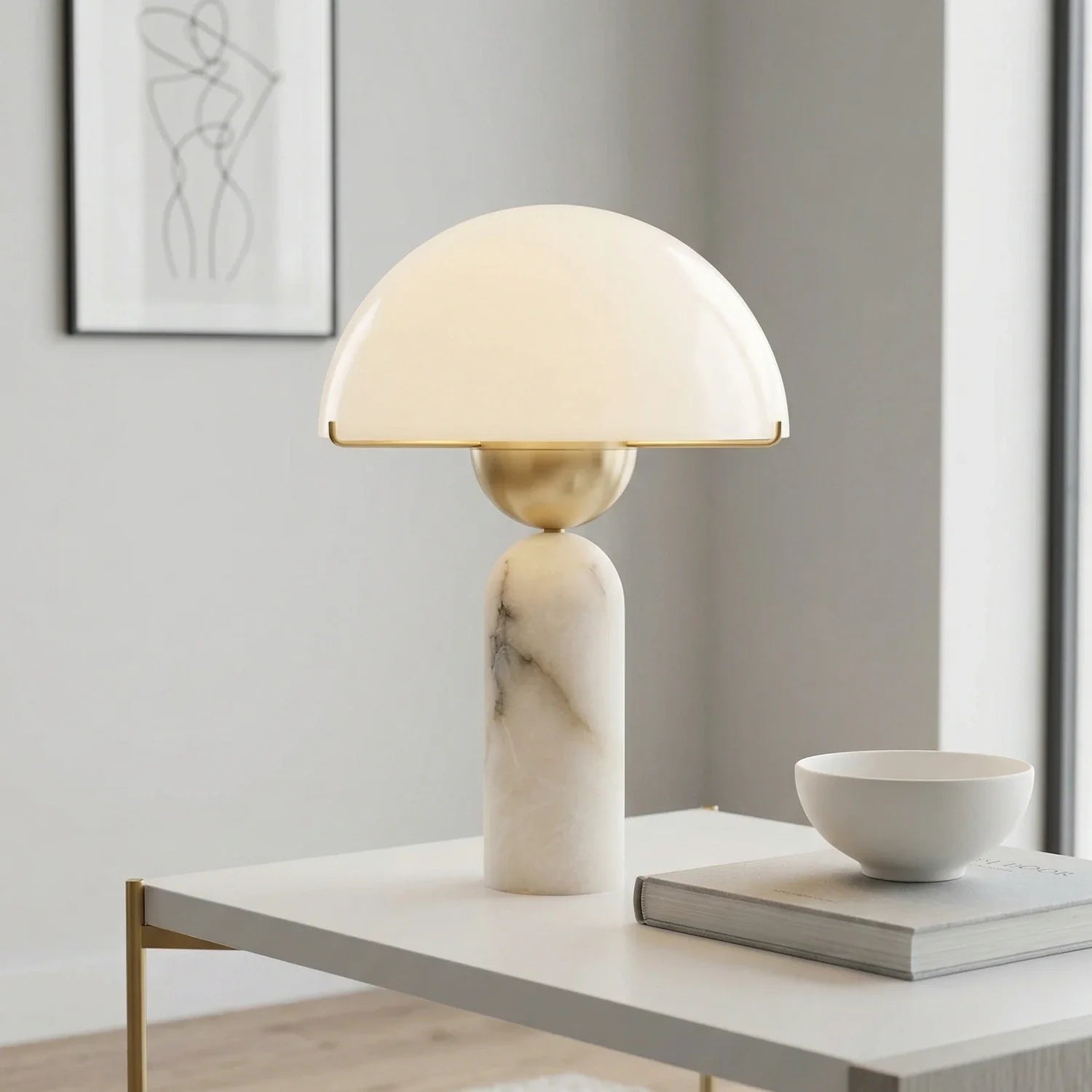 Alabaster Peono Dome Table Lamp