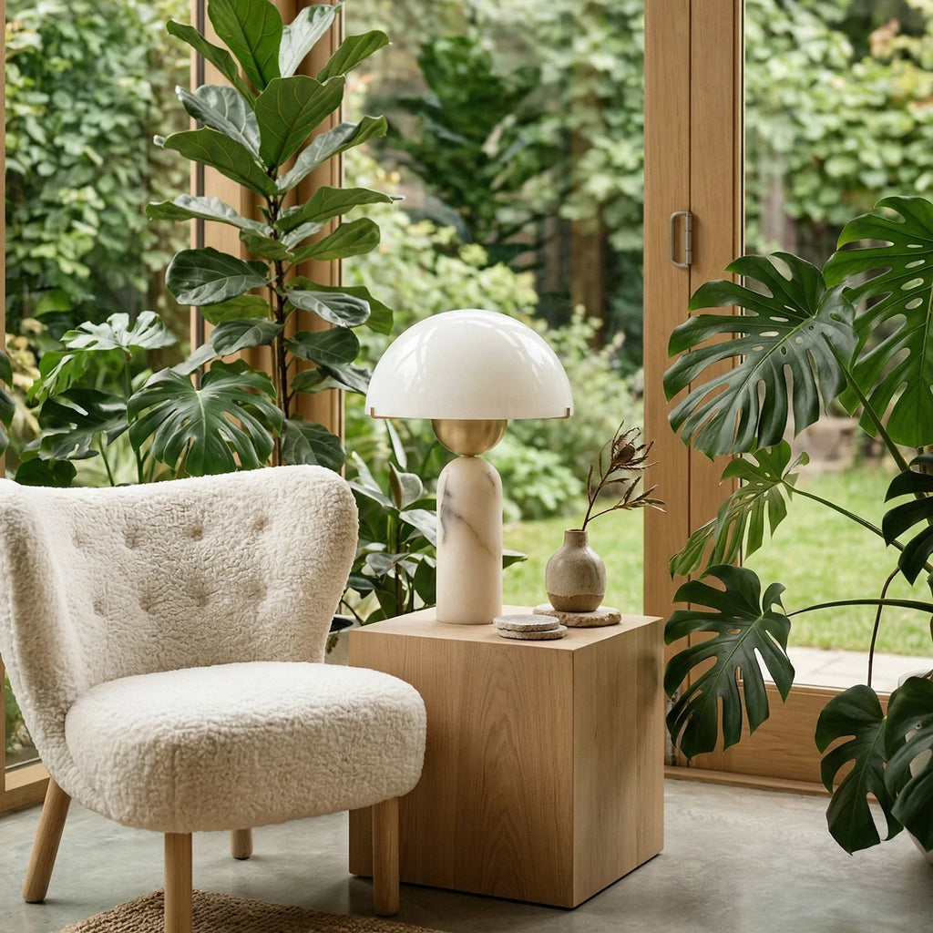 Alabaster Peono Dome Table Lamp