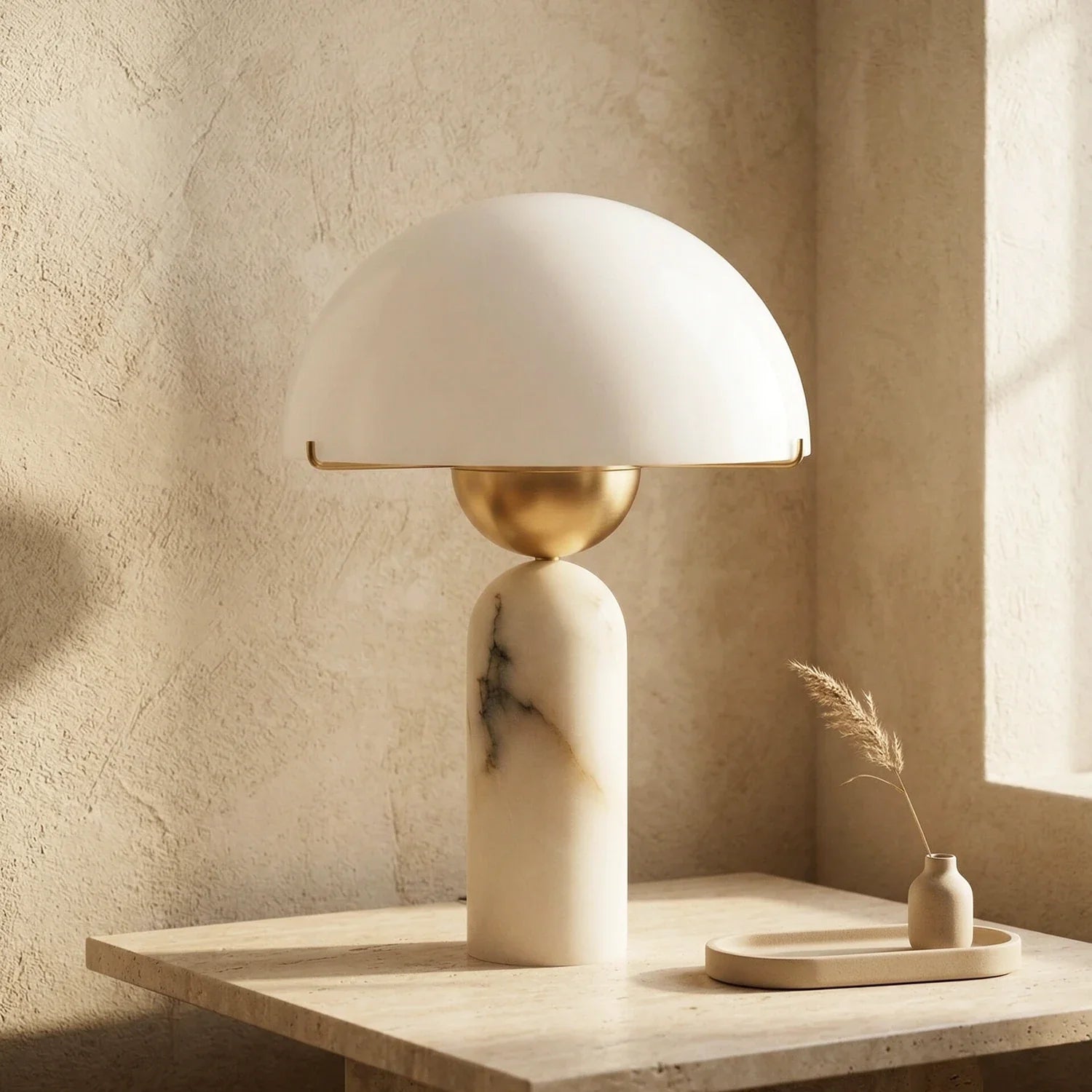 Alabaster Peono Dome Table Lamp