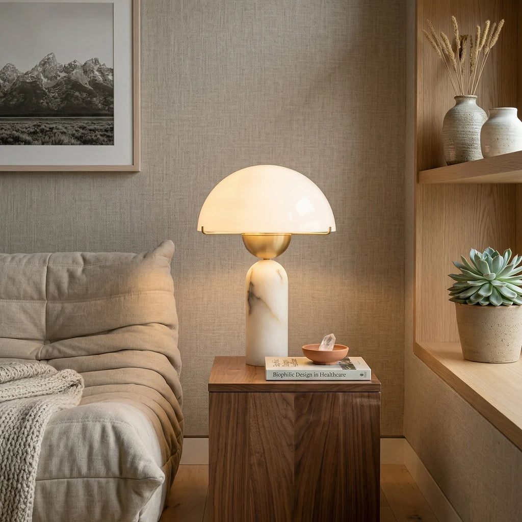 Alabaster Peono Dome Table Lamp
