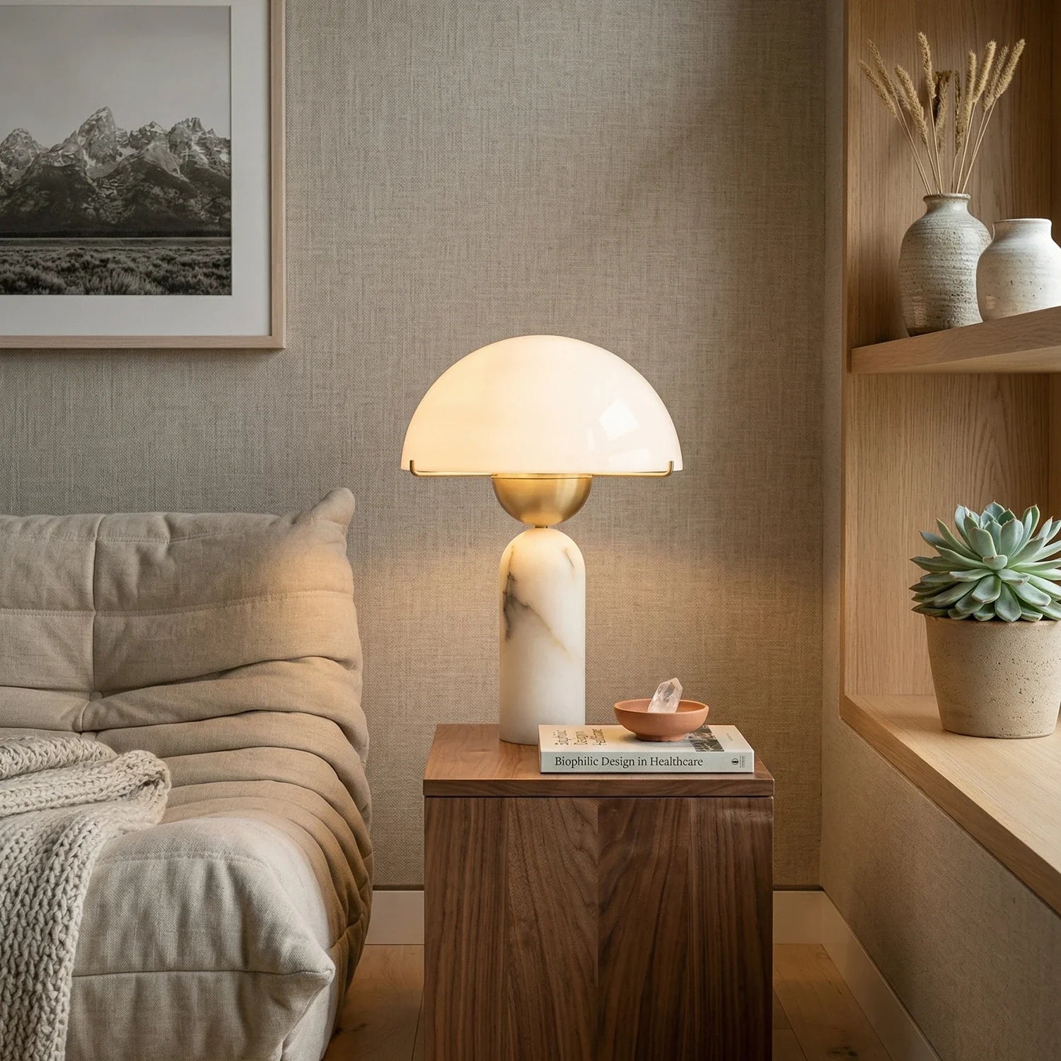 Alabaster Peono Dome Table Lamp