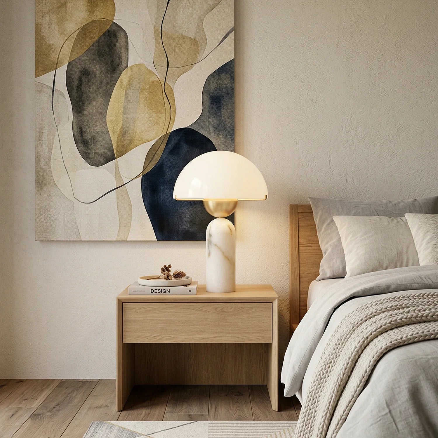 Alabaster Peono Dome Table Lamp