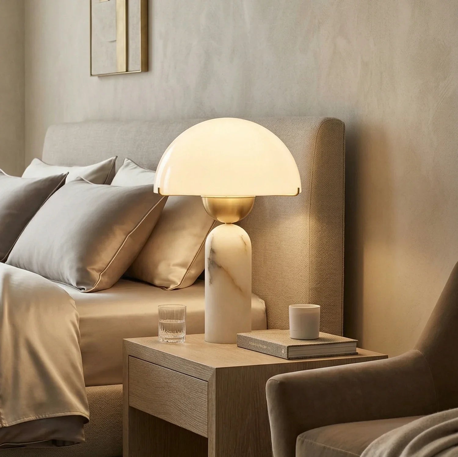 Alabaster Peono Dome Table Lamp