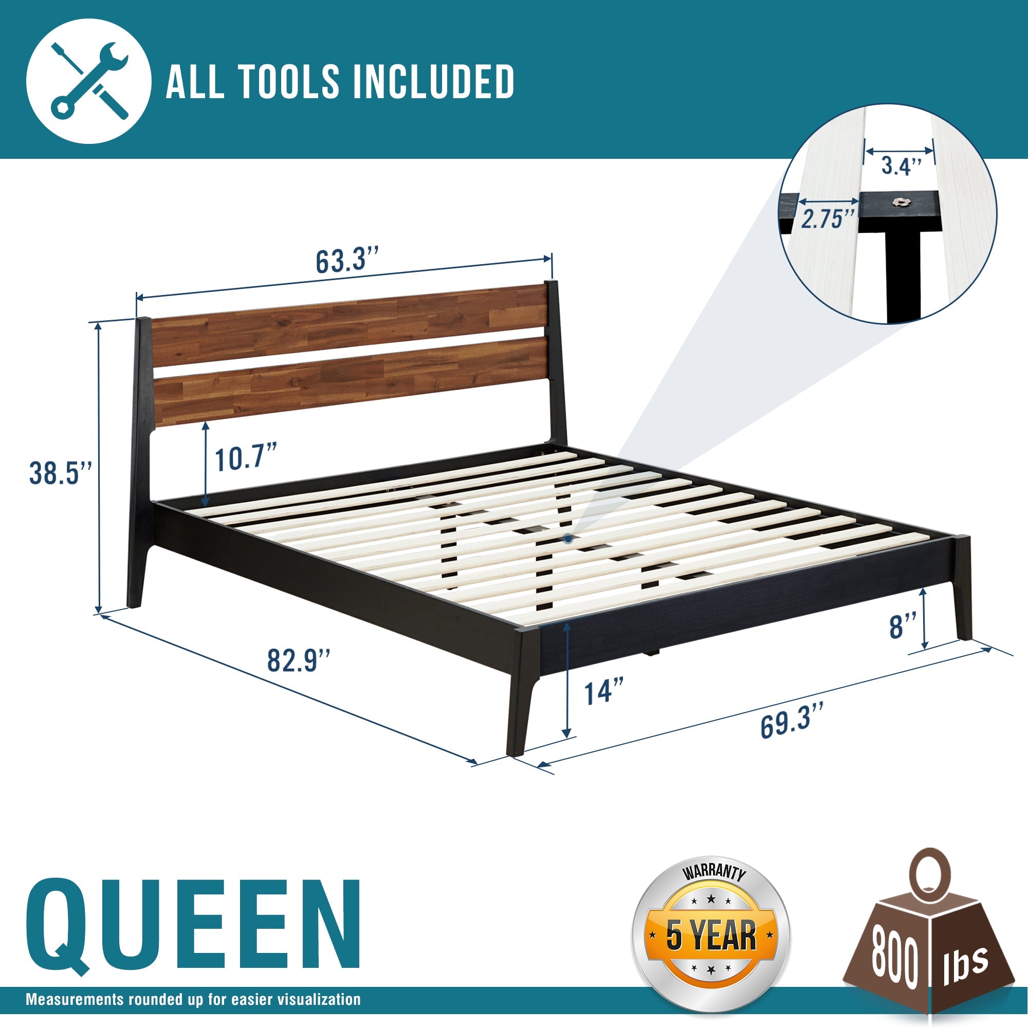 Callisto Solid Wood Bed Frame