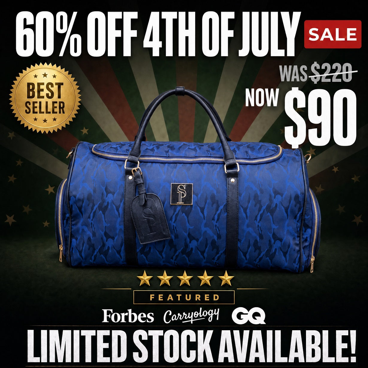 Blue Camo Weekender Duffle Bag (FLASH SALE)