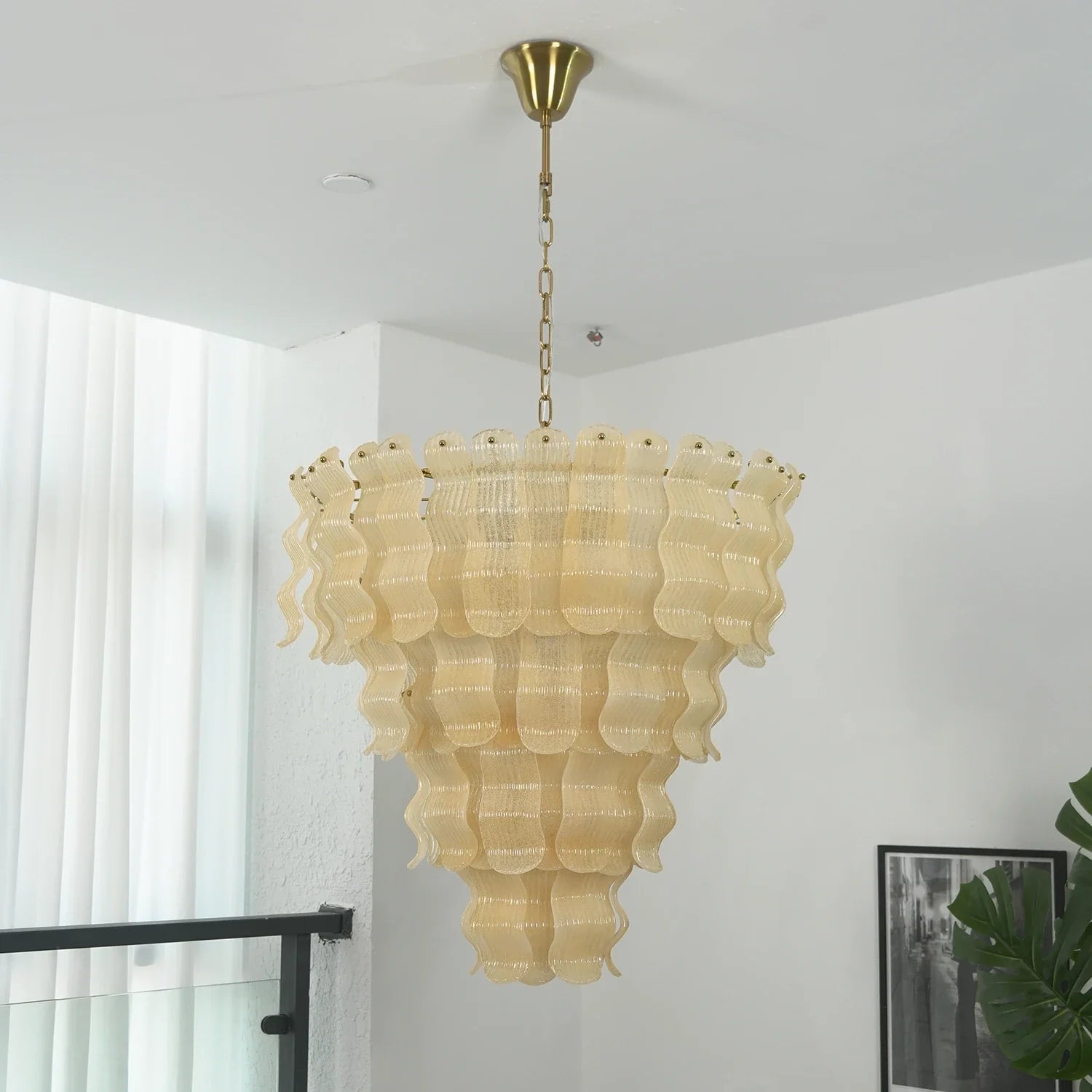 Frosted Wave Layered Glass Chandelier