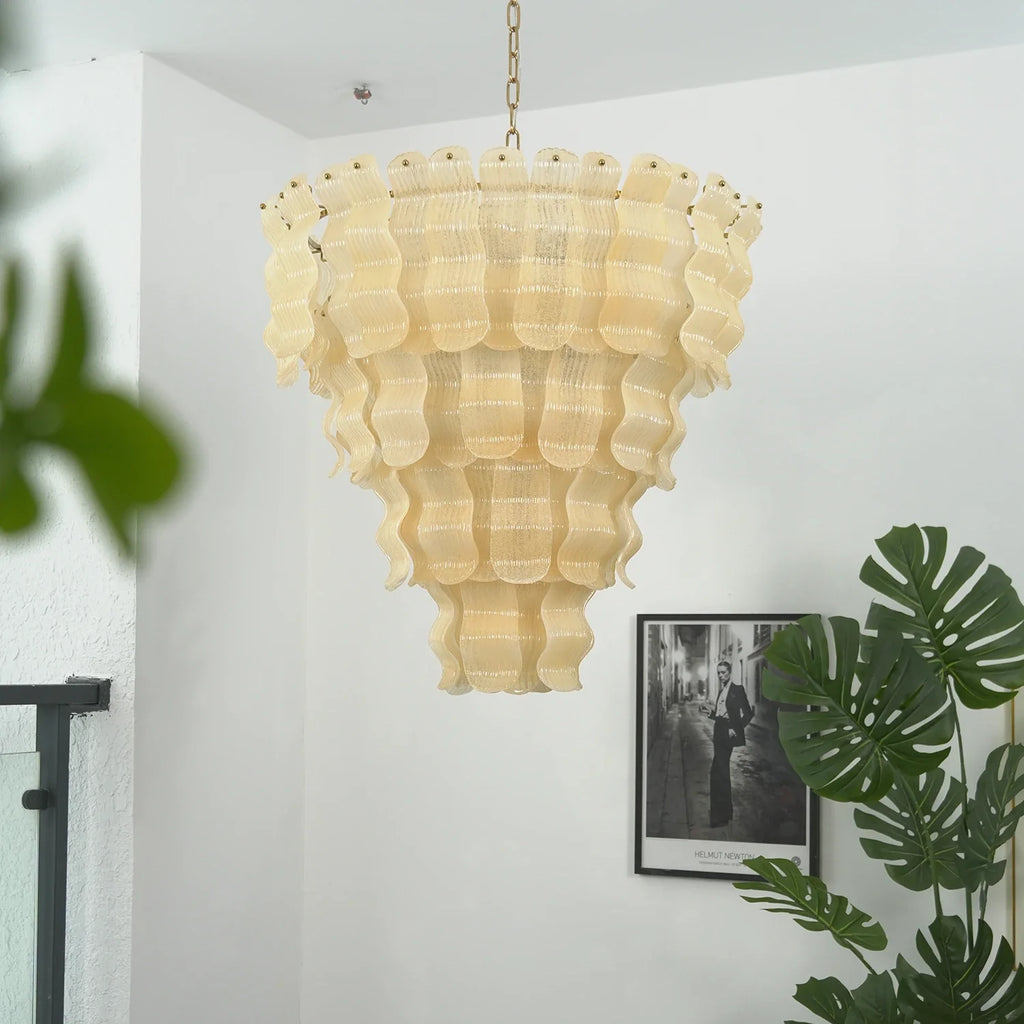 Frosted Wave Layered Glass Chandelier
