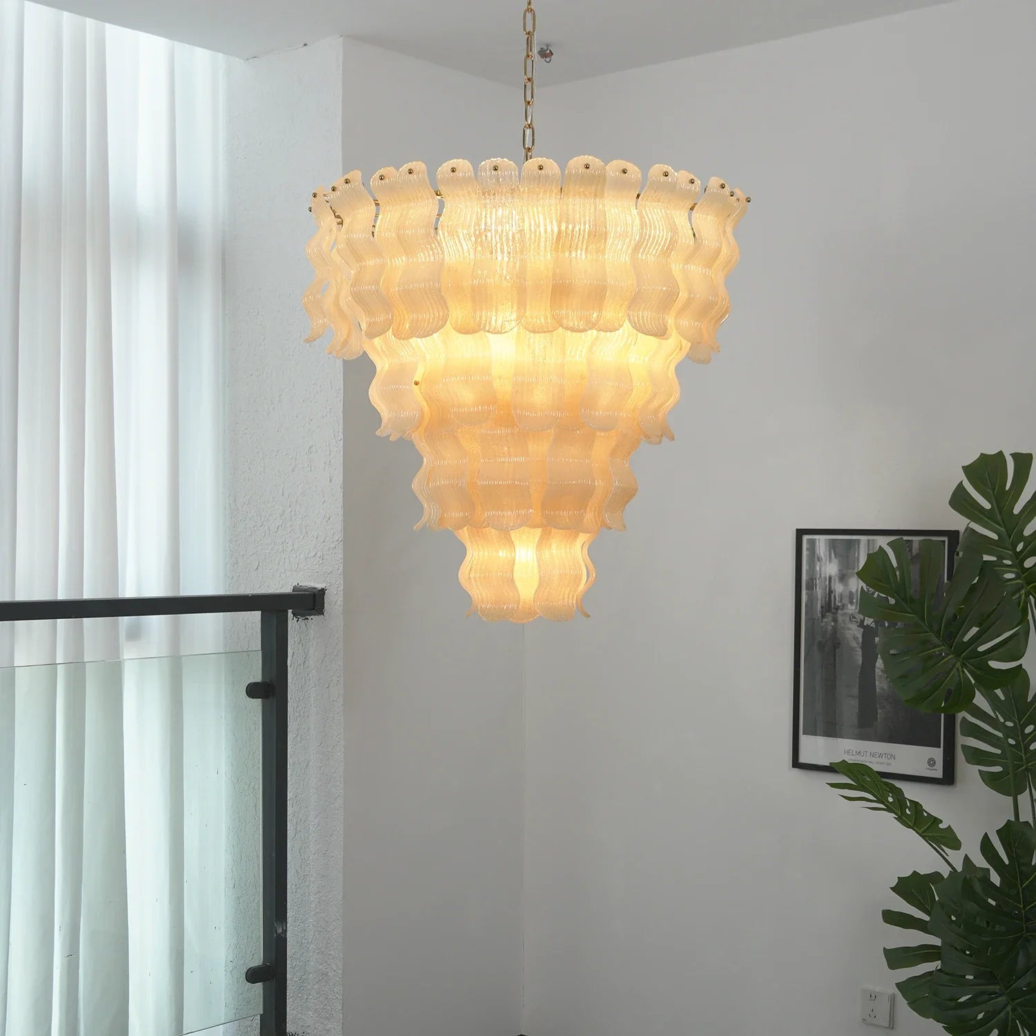Frosted Wave Layered Glass Chandelier