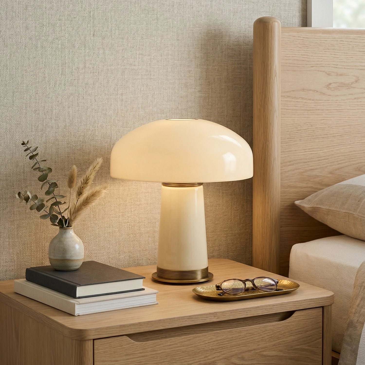 Glass Mushroom Dome Table Lamp