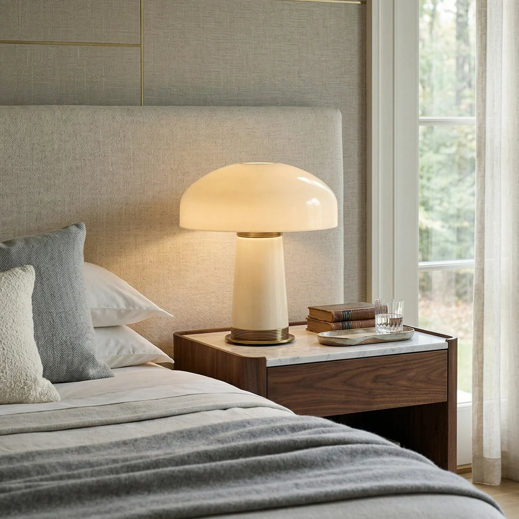 Glass Mushroom Dome Table Lamp