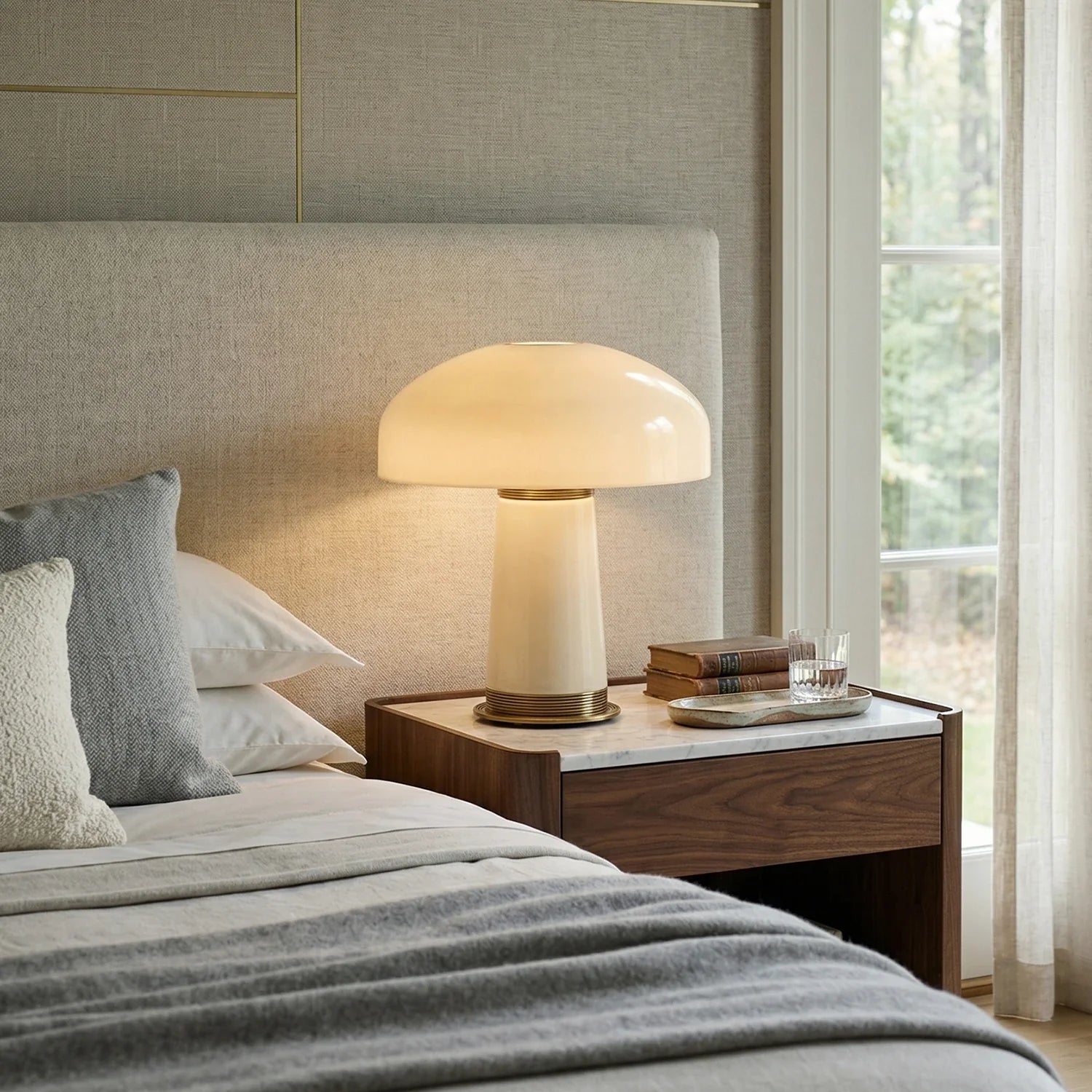 Glass Mushroom Dome Table Lamp