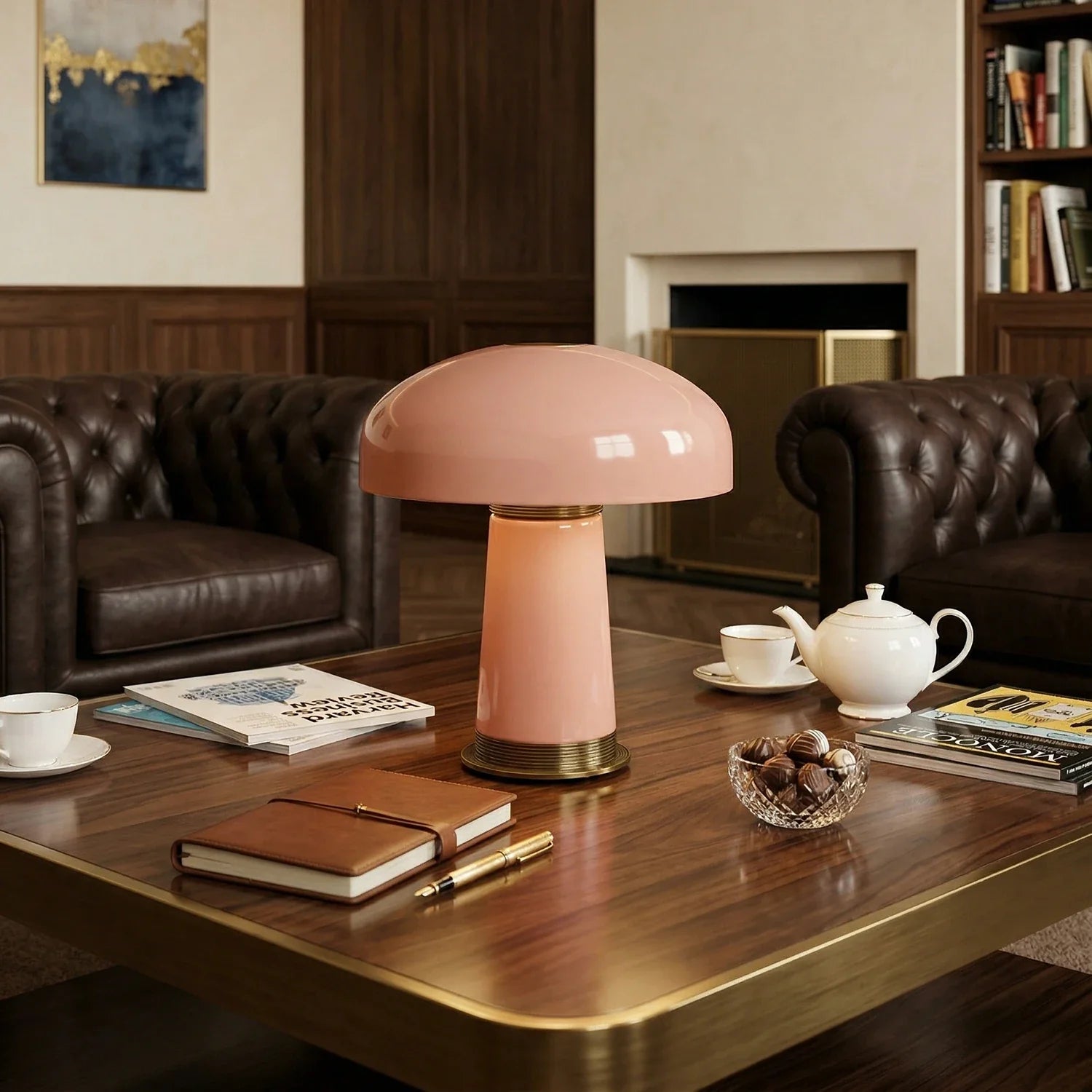 Glass Mushroom Dome Table Lamp