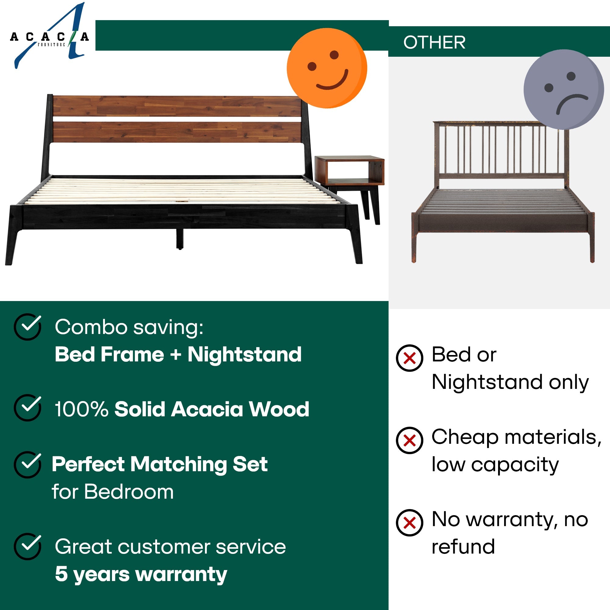 Callisto Solid Wood Bed Frame