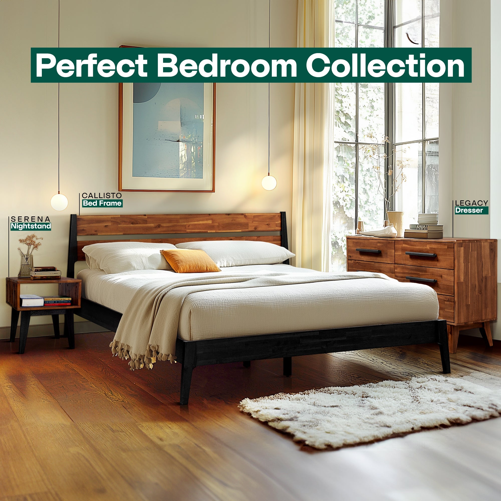 Callisto Solid Wood Bed Frame