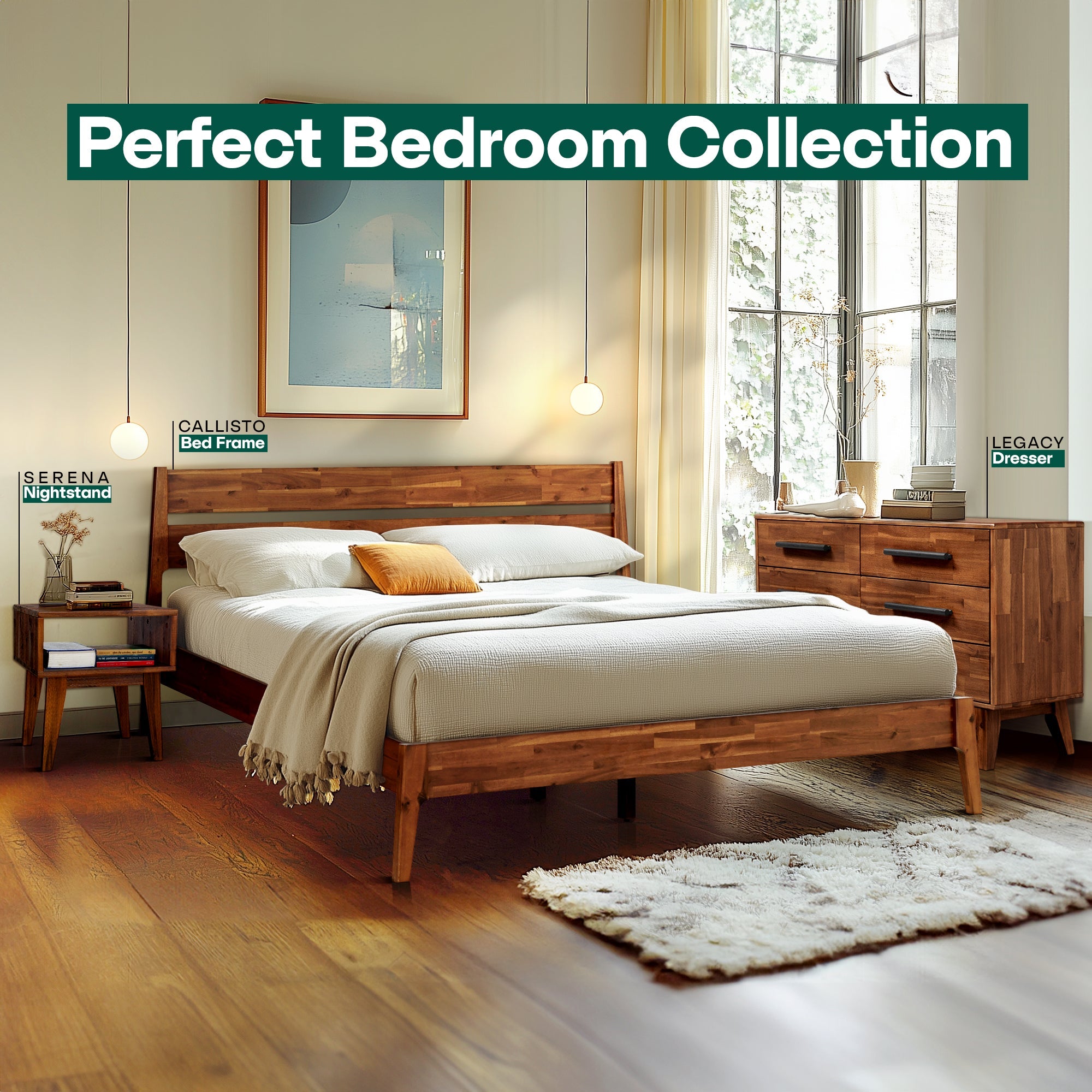 Callisto Solid Wood Bed Frame