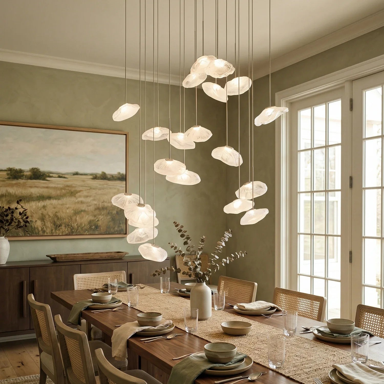 Halo Round Faceted Glass Chandelier