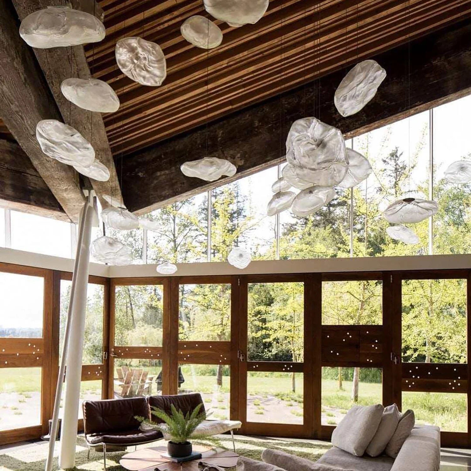 Halo Round Faceted Glass Chandelier
