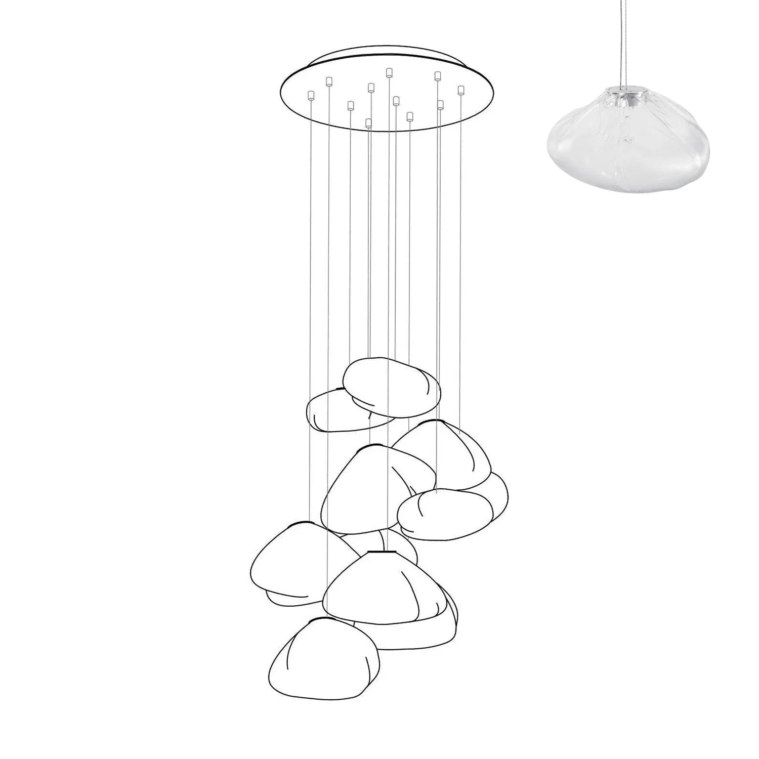 Halo Round Faceted Glass Chandelier
