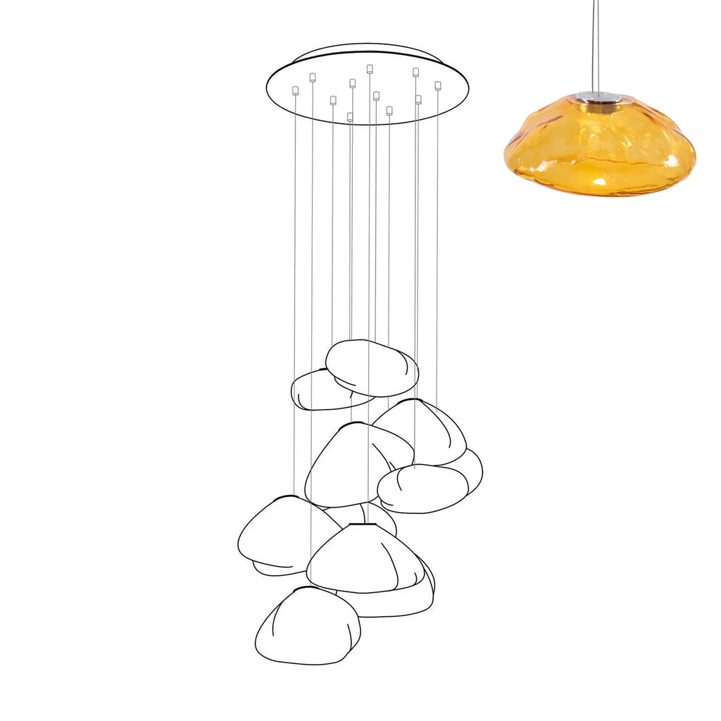 Halo Round Faceted Glass Chandelier