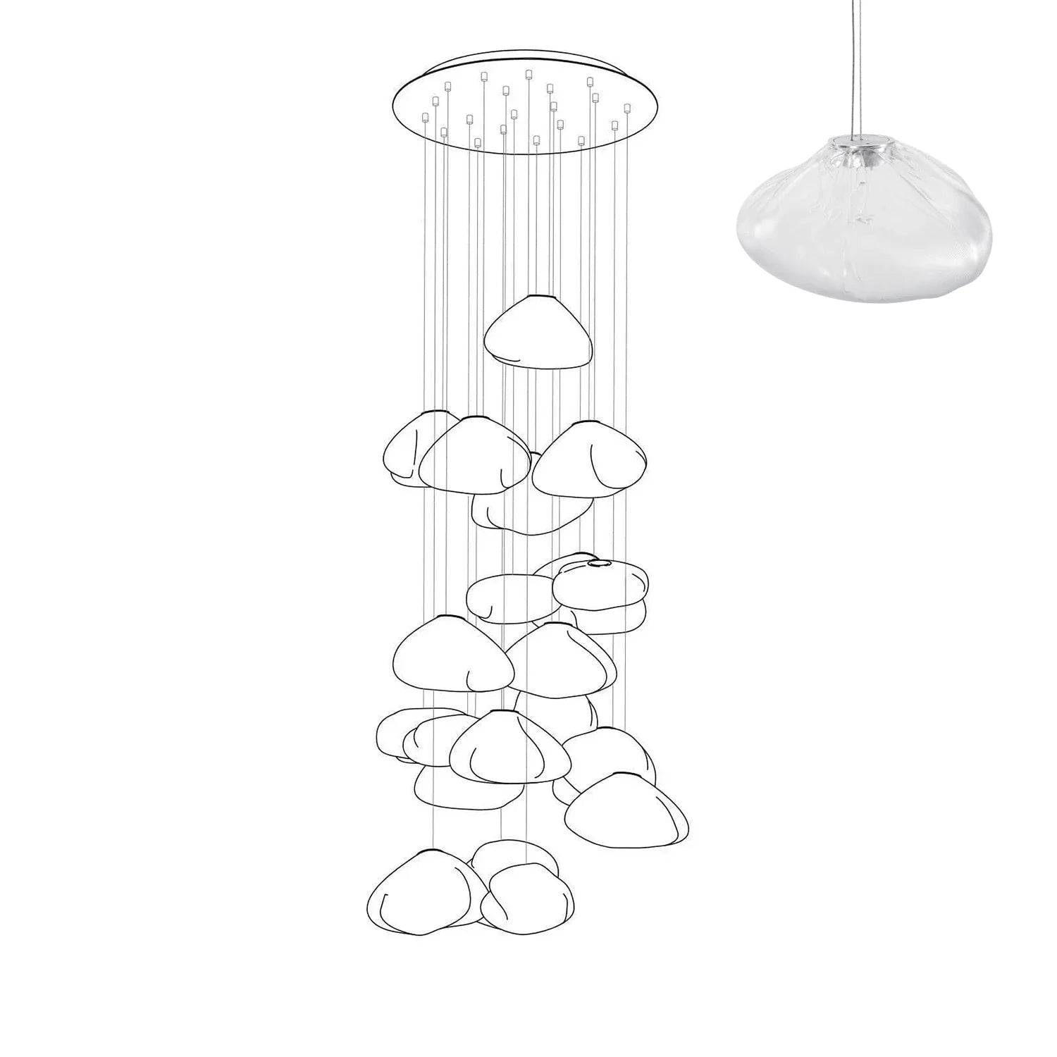 Halo Round Faceted Glass Chandelier