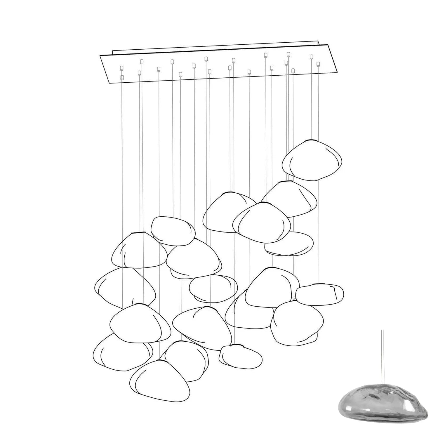 Halo Round Faceted Glass Chandelier