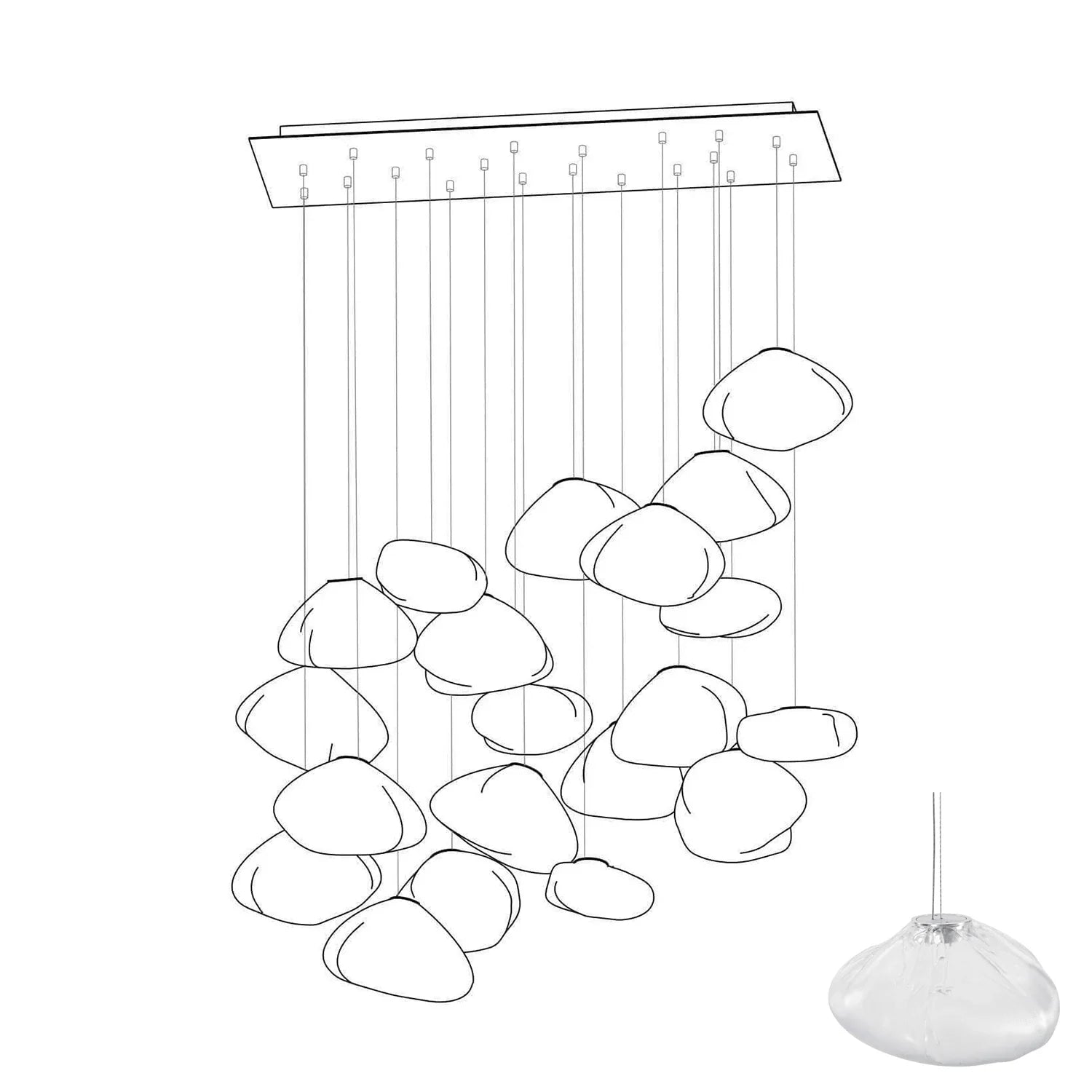 Halo Round Faceted Glass Chandelier