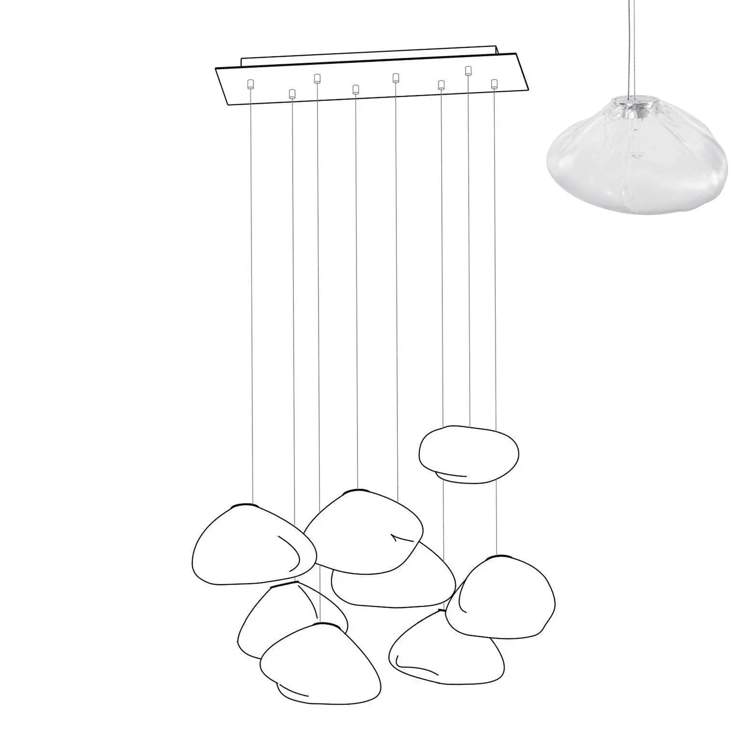 Halo Round Faceted Glass Chandelier