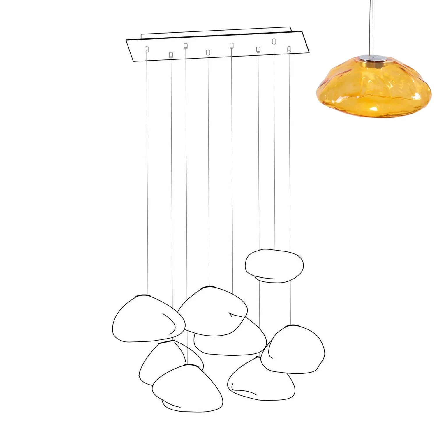 Halo Round Faceted Glass Chandelier