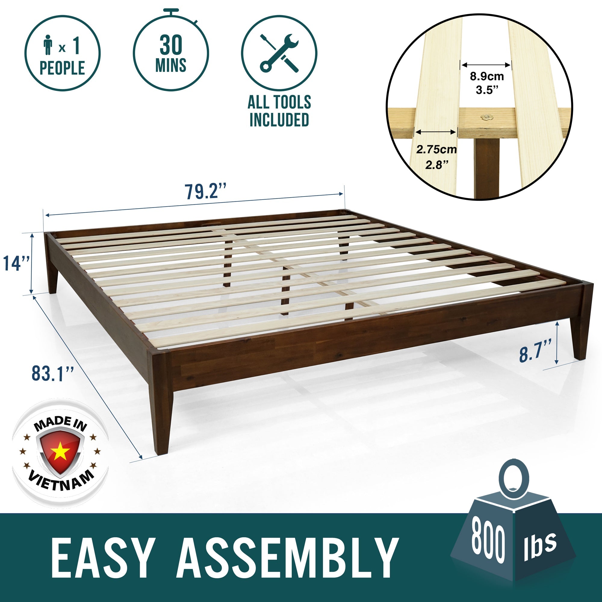 Mervyn Solid Wood Bed Frame
