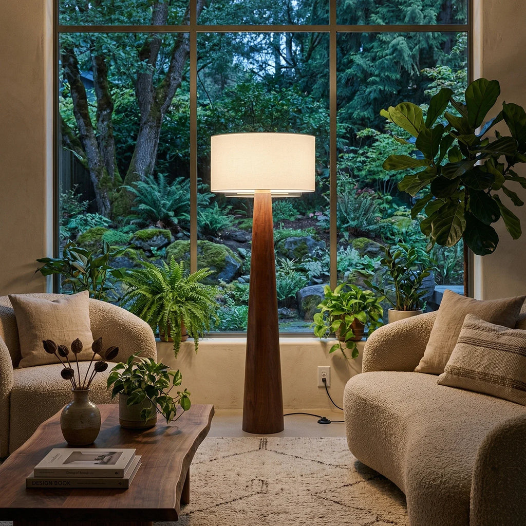 Pleated Fabric Tapered Floor Lamp