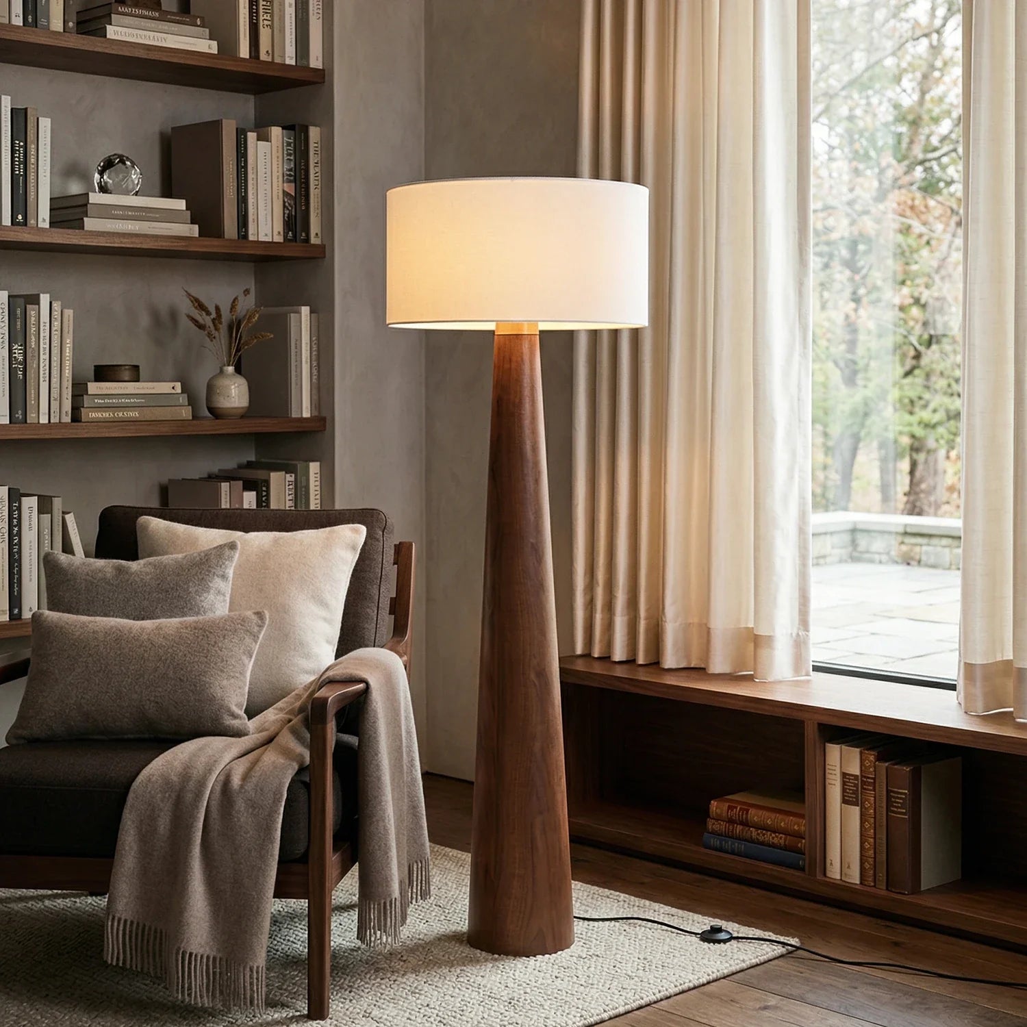 Pleated Fabric Tapered Floor Lamp