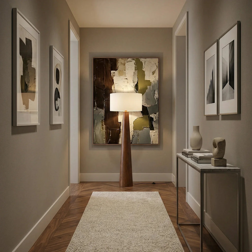 Pleated Fabric Tapered Floor Lamp