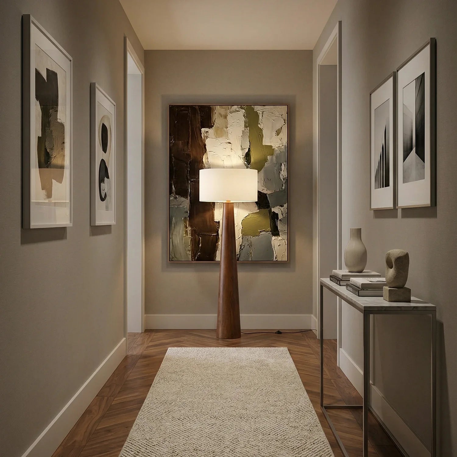 Pleated Fabric Tapered Floor Lamp