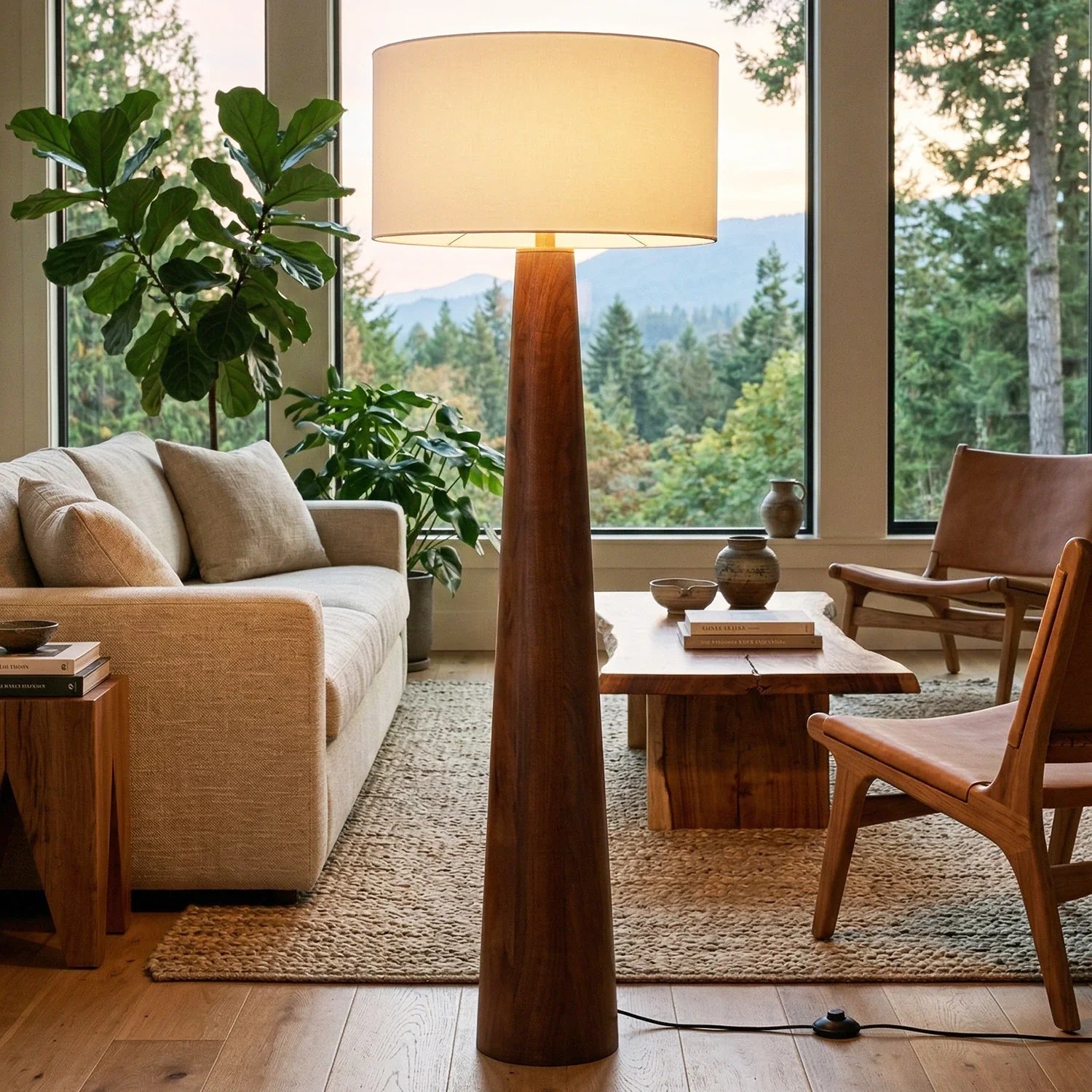 Pleated Fabric Tapered Floor Lamp