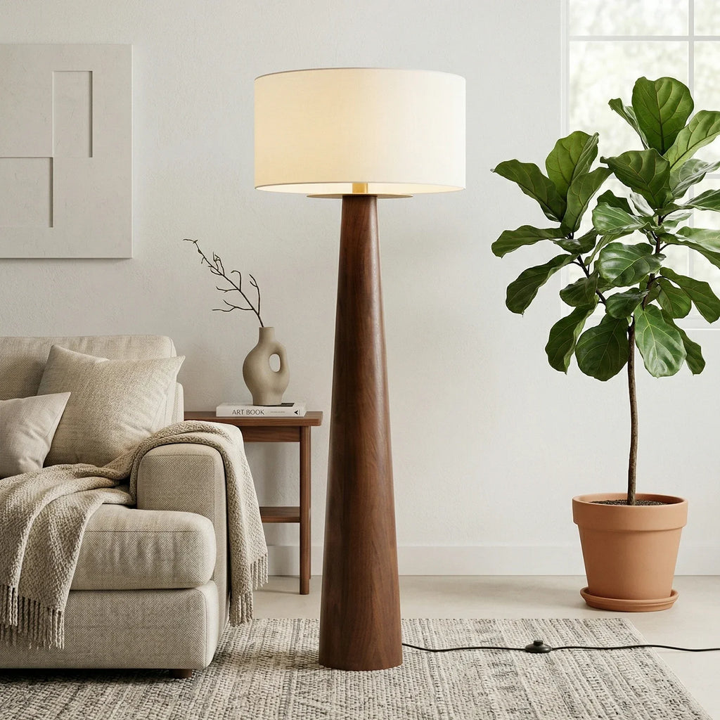 Pleated Fabric Tapered Floor Lamp