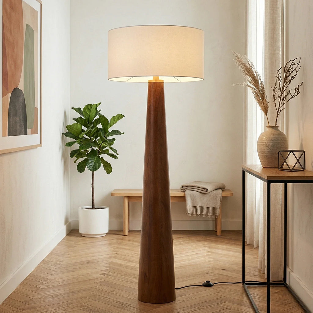 Pleated Fabric Tapered Floor Lamp