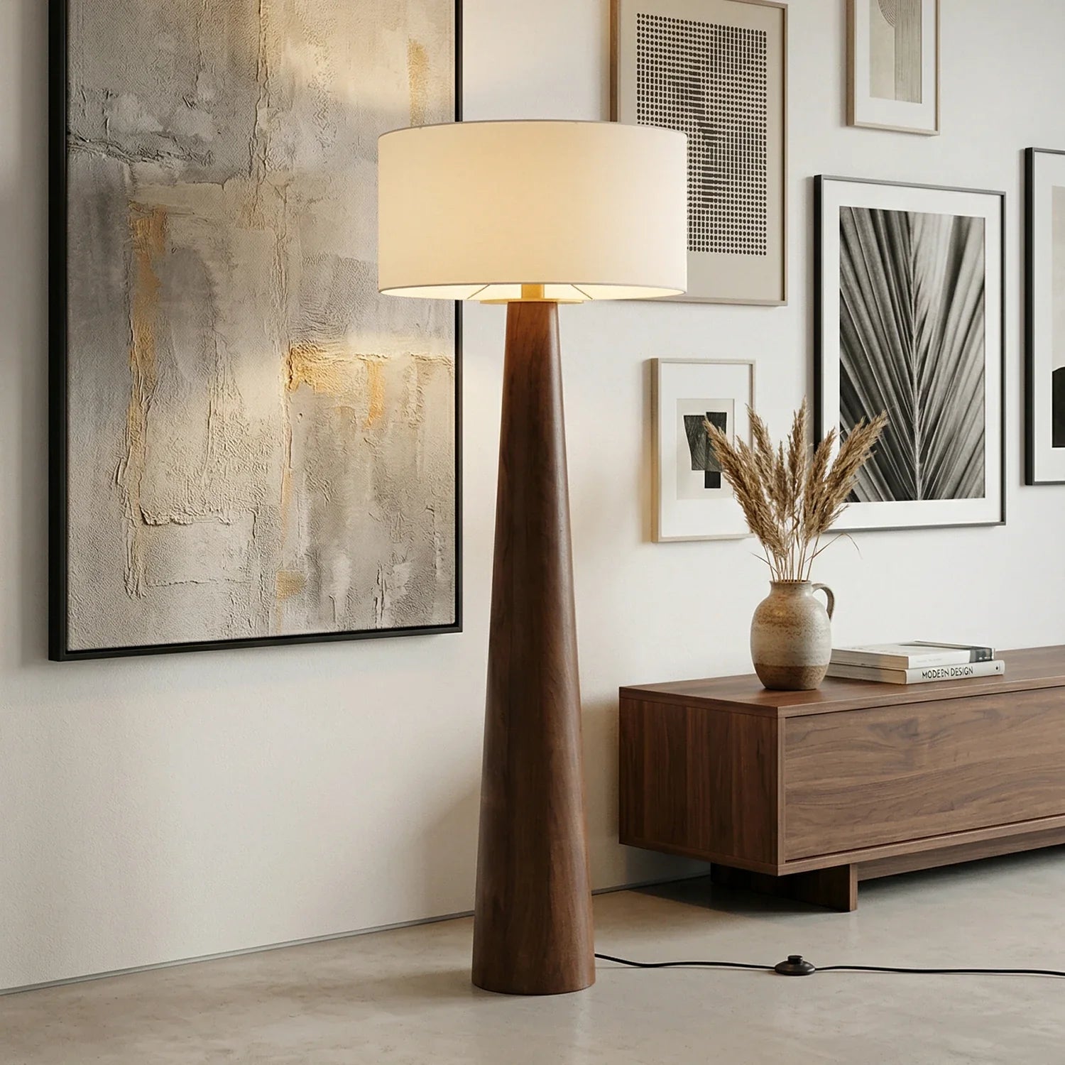 Pleated Fabric Tapered Floor Lamp