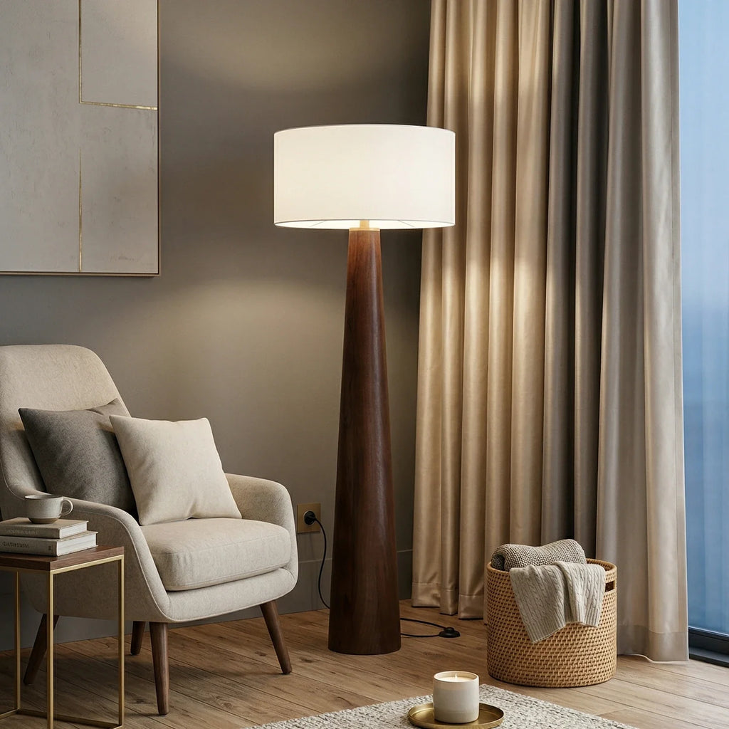 Pleated Fabric Tapered Floor Lamp