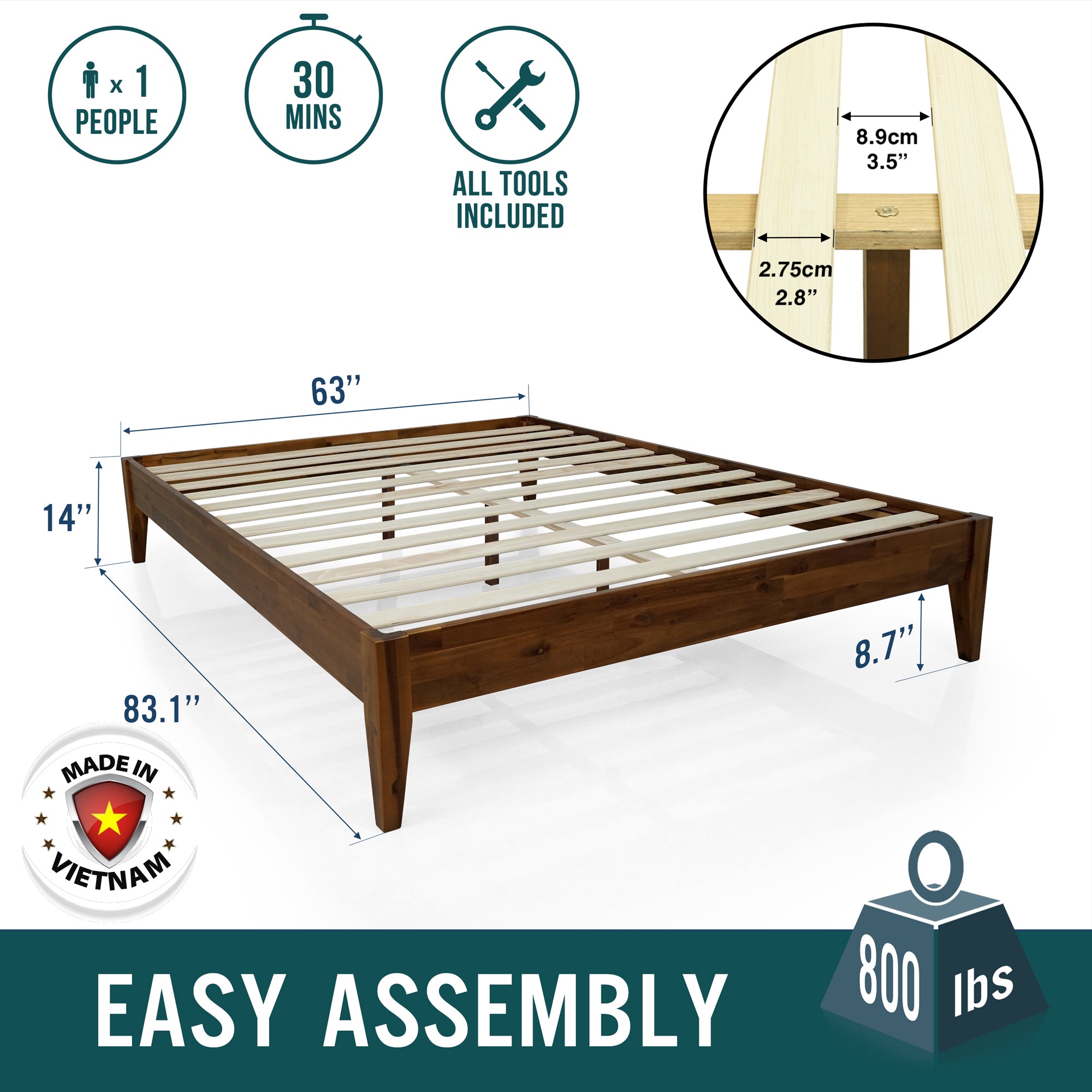 Mervyn Solid Wood Bed Frame