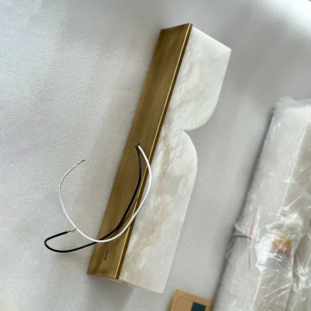 Rectangular Fluted Alabaster Wall Sconce