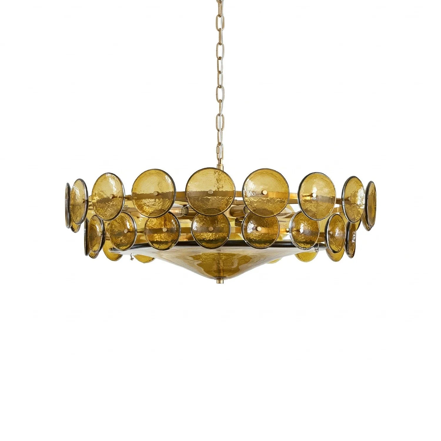 Ribbed Solaris Disc Glass Chandelier